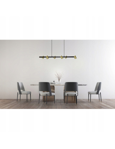 Listwa Oświetleniowa Snow z 6 Reflektorami w Złocie i Czarni, Nowoczesny Design do Jadalni i Biura