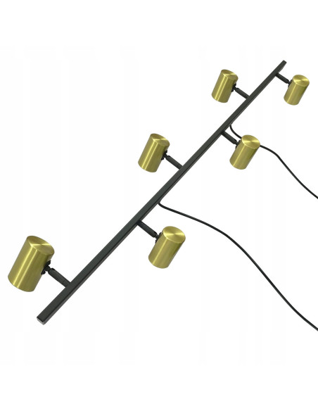 Listwa Oświetleniowa Snow z 6 Reflektorami w Złocie i Czarni, Nowoczesny Design do Jadalni i Biura