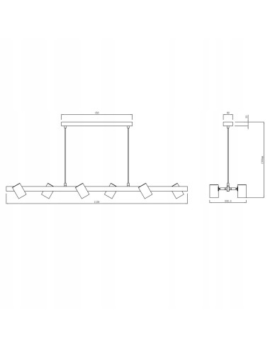 Listwa Oświetleniowa Snow z 6 Reflektorami w Złocie i Czarni, Nowoczesny Design do Jadalni i Biura