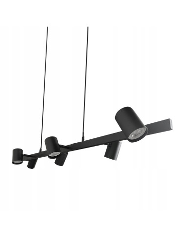 Lampa wisząca Snow 6-punktowa, czarna, regulowana - nowoczesny design do biura i wnętrz domowych