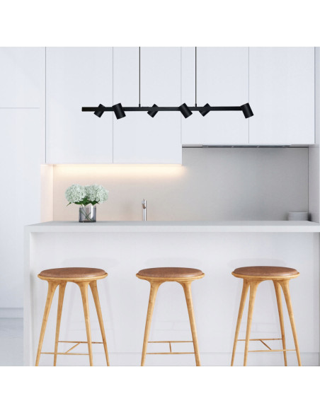 Lampa wisząca Snow 6-punktowa, czarna, regulowana - nowoczesny design do biura i wnętrz domowych