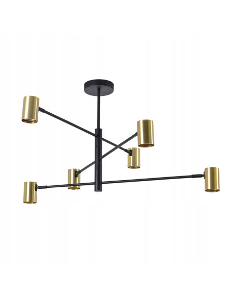 Lampa wisząca SNOW czarno-złota z regulacją, 6 punktów świetlnych - nowoczesny design do biura i salonu