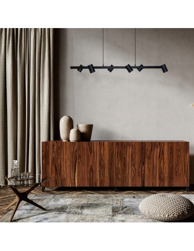 Lampa wisząca Snow 6-punktowa, czarna, regulowana - nowoczesny design do biura i wnętrz domowych