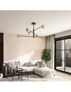 Lampa wisząca SNOW czarno-złota z regulacją, 6 punktów świetlnych - nowoczesny design do biura i salonu 2