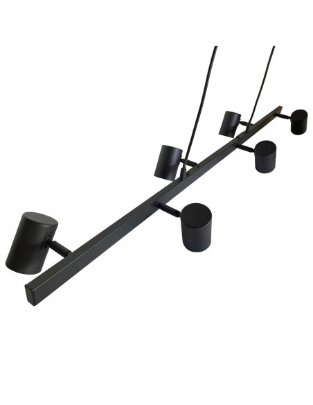 Lampa wisząca Snow 6-punktowa, czarna, regulowana - nowoczesny design do biura i wnętrz domowych