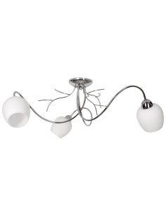 Plafon sufitowy Dorika 3 - elegancka lampa chromowa z kwiatowymi kloszami do nowoczesnych wnętrz