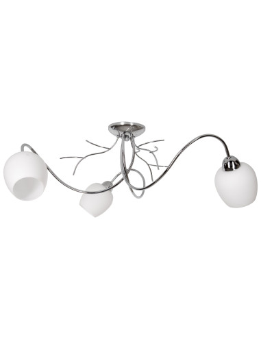 Plafon sufitowy Dorika 3 - elegancka lampa chromowa z kwiatowymi kloszami do nowoczesnych wnętrz