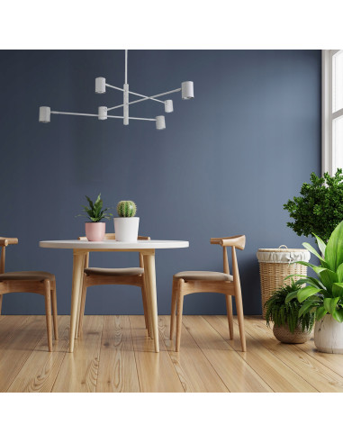 Lampa Wisząca Snow 6 w Białej Barwie – Nowoczesne Oświetlenie do Sypialni i Stylowych Wnętrz