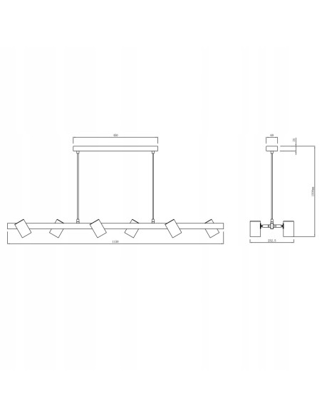 Lampa wisząca Snow 6-punktowa, czarna, regulowana - nowoczesny design do biura i wnętrz domowych