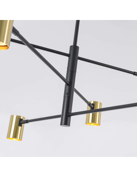 Lampa wisząca SNOW czarno-złota z regulacją, 6 punktów świetlnych - nowoczesny design do biura i salonu