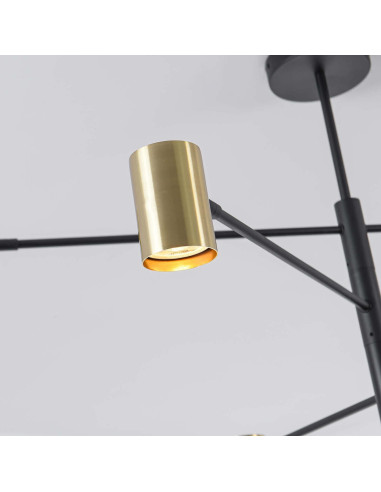Lampa wisząca SNOW czarno-złota z regulacją, 6 punktów świetlnych - nowoczesny design do biura i salonu