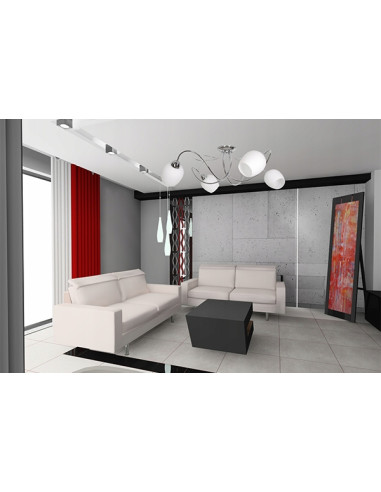 Plafon sufitowy Dorika E14 z chromu i białymi kloszami, nowoczesny żyrandol 4-punktowy do eleganckich wnętrz