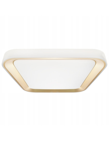 Plafon LED QUADRO GOLD z regulacją, elegancki biało-złoty design do kuchni, biura i salonu, 7050 lm.
