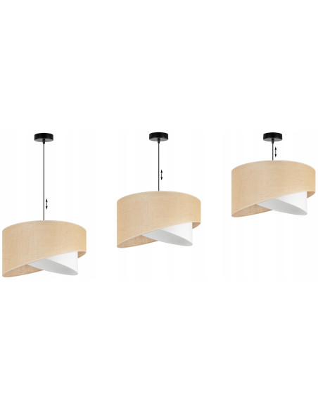 Lampa wisząca JUTA - skandynawski design z podwójnym abażurem w bieli i beżu do jadalni i salonu