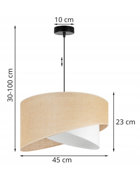 Lampa wisząca JUTA - skandynawski design z podwójnym abażurem w bieli i beżu do jadalni i salonu