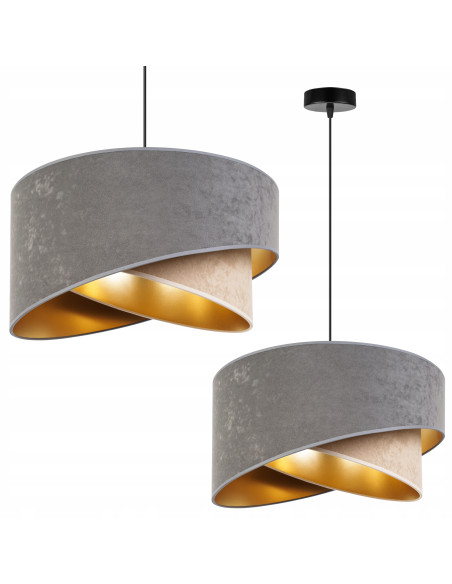 Nowoczesna szara lampa MEDIOLAN z złotym kloszem - eleganckie oświetlenie do sypialni i stylowych wnętrz