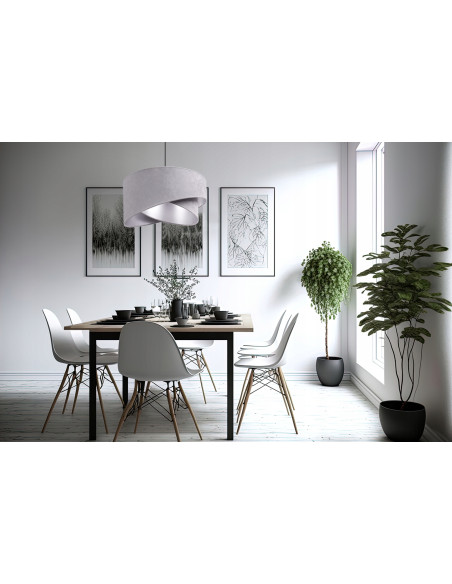 Lampa MEDIOLAN z regulowanym srebrnym abażurem – nowoczesne oświetlenie do eleganckich wnętrz