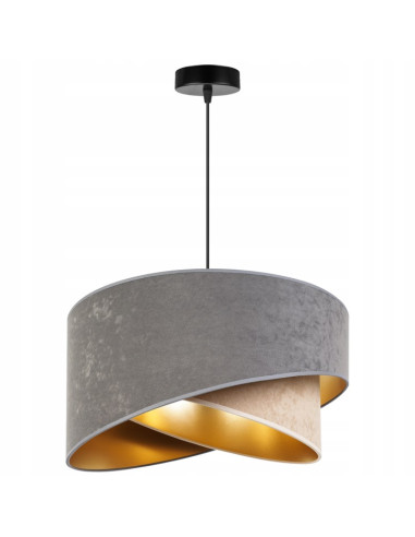 Nowoczesna szara lampa MEDIOLAN z złotym kloszem - eleganckie oświetlenie do sypialni i stylowych wnętrz