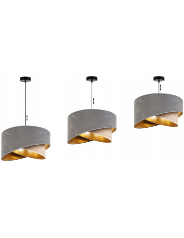 Nowoczesna szara lampa MEDIOLAN z złotym kloszem - eleganckie oświetlenie do sypialni i stylowych wnętrz