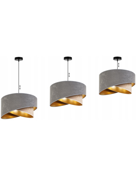 Nowoczesna szara lampa MEDIOLAN z złotym kloszem - eleganckie oświetlenie do sypialni i stylowych wnętrz