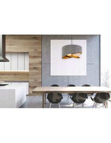 Nowoczesna szara lampa MEDIOLAN z złotym kloszem - eleganckie oświetlenie do sypialni i stylowych wnętrz