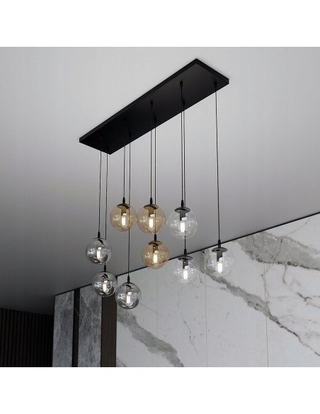 Nowoczesna lampa wisząca COSMO ZWIS z szklanymi kloszami - elegancki dodatek do jadalni i wnętrz w trzech kolorach