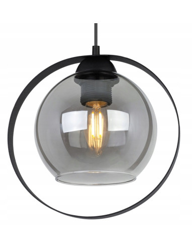 Lampa wisząca RING HAGA - elegancka z przydymionym szkłem i metalową obręczą, idealna do nowoczesnych wnętrz.