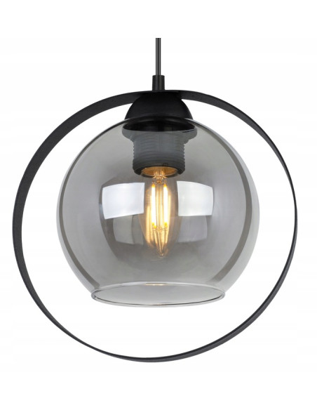 Lampa wisząca RING HAGA - elegancka z przydymionym szkłem i metalową obręczą, idealna do nowoczesnych wnętrz.