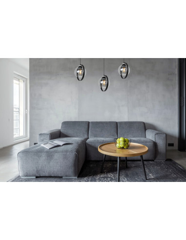 Lampa wisząca RING HAGA - elegancka z przydymionym szkłem i metalową obręczą, idealna do nowoczesnych wnętrz.