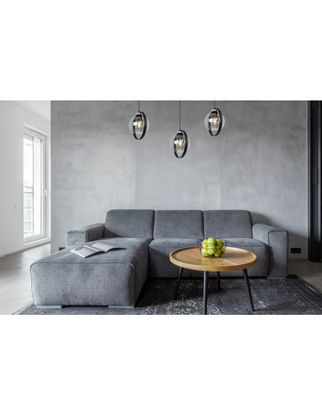 Lampa wisząca RING HAGA - elegancka z przydymionym szkłem i metalową obręczą, idealna do nowoczesnych wnętrz.