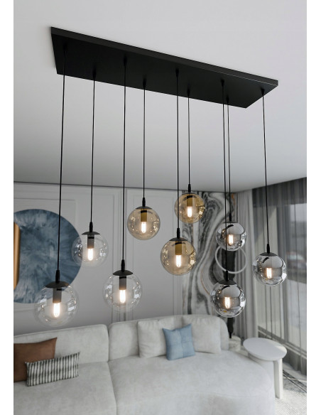 Nowoczesna lampa wisząca COSMO ZWIS z szklanymi kloszami - elegancki dodatek do jadalni i wnętrz w trzech kolorach