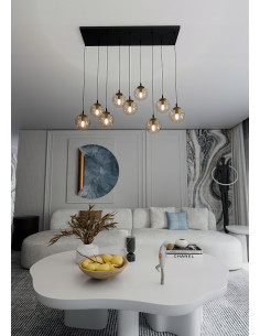 Lampa Sufitowa COSMO z Miodowymi Kloszami - Elegancki Industrialny Design do Sypialni i Biura, 9 Punktów Świetlnych 2