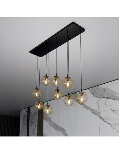 Lampa Sufitowa COSMO z Miodowymi Kloszami - Elegancki Industrialny Design do Sypialni i Biura, 9 Punktów Świetlnych