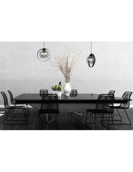 Lampa wisząca RING HAGA - elegancka z przydymionym szkłem i metalową obręczą, idealna do nowoczesnych wnętrz.