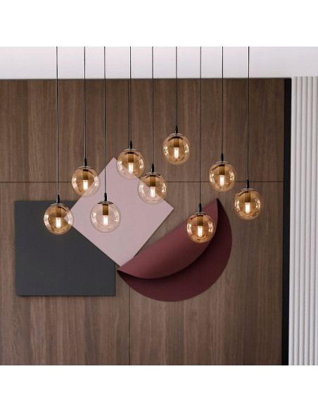 Lampa Sufitowa COSMO z Miodowymi Kloszami - Elegancki Industrialny Design do Sypialni i Biura, 9 Punktów Świetlnych