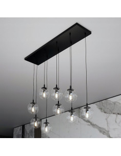 Żyrandol COSMO z wiszącymi szklanymi kulami, nowoczesny czarny design do sypialni i holu, elegancka iluminacja wnętrz 2