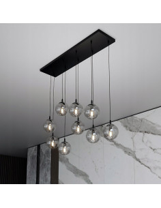 Lampa wisząca COSMO z rtęciowymi kloszami – elegancki dodatek do wnętrz, czarna lub szara, nowoczesny design, wysoka jakość.