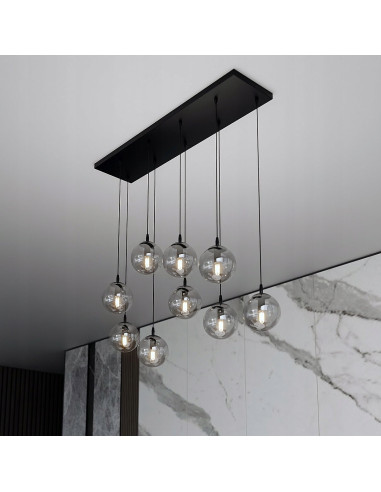 Lampa wisząca COSMO z rtęciowymi kloszami – elegancki dodatek do wnętrz, czarna lub szara, nowoczesny design, wysoka jakość.