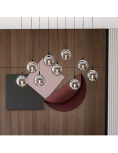 Lampa wisząca COSMO z rtęciowymi kloszami – elegancki dodatek do wnętrz, czarna lub szara, nowoczesny design, wysoka jakość. 2