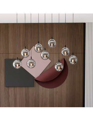 Lampa wisząca COSMO z rtęciowymi kloszami – elegancki dodatek do wnętrz, czarna lub szara, nowoczesny design, wysoka jakość.