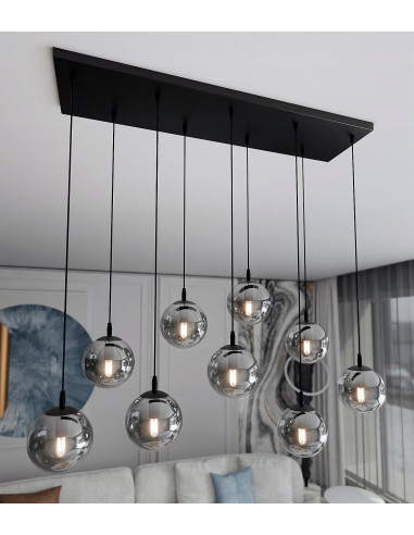 Lampa wisząca COSMO z rtęciowymi kloszami – elegancki dodatek do wnętrz, czarna lub szara, nowoczesny design, wysoka jakość.