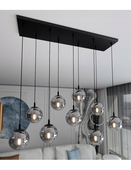 Lampa wisząca COSMO z rtęciowymi kloszami – elegancki dodatek do wnętrz, czarna lub szara, nowoczesny design, wysoka jakość.