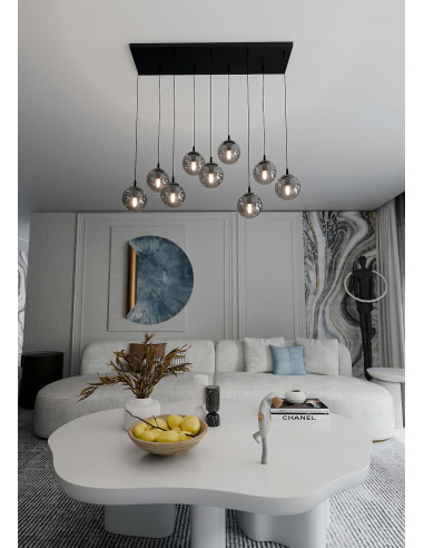 Lampa wisząca COSMO z rtęciowymi kloszami – elegancki dodatek do wnętrz, czarna lub szara, nowoczesny design, wysoka jakość.