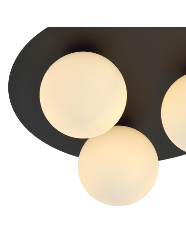 Plafon LED SOLAR w stylu minimalistycznym z białymi kulkami, 3 źródła światła, idealny do nowoczesnych wnętrz.