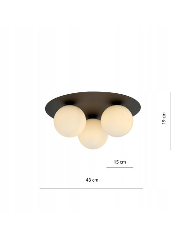 Plafon LED SOLAR w stylu minimalistycznym z białymi kulkami, 3 źródła światła, idealny do nowoczesnych wnętrz.