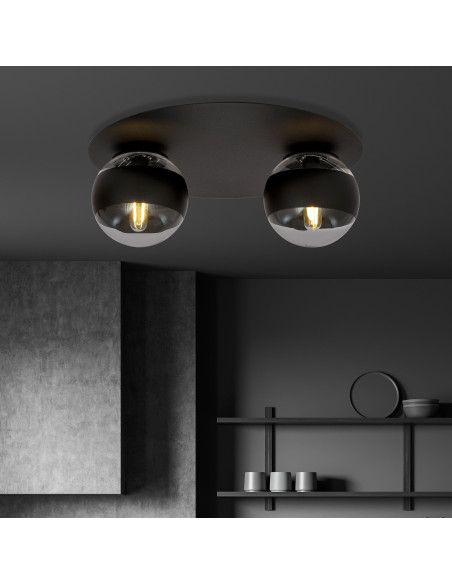 Lampa sufitowa SOLAR w stylu industrialnym z szklanym kloszem – elegancka i funkcjonalna do kuchni i salonu