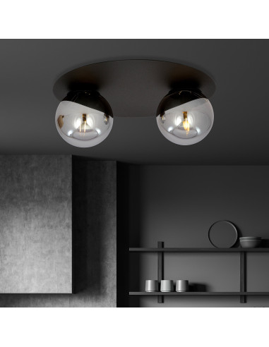 Nowoczesny plafon sufitowy SOLAR w grafitowej odsłonie z eleganckimi kulami - doskonały do stylowych wnętrz.