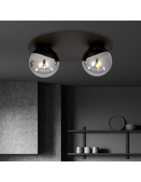 Nowoczesny plafon sufitowy SOLAR w grafitowej odsłonie z eleganckimi kulami - doskonały do stylowych wnętrz.