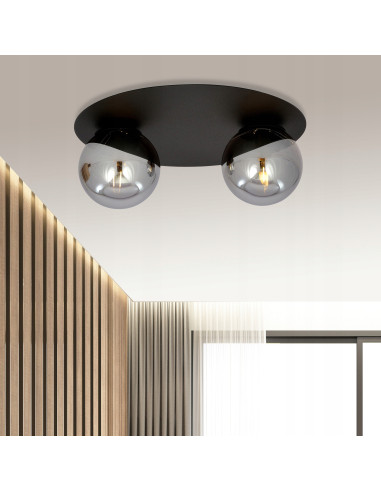 Nowoczesny plafon sufitowy SOLAR w grafitowej odsłonie z eleganckimi kulami - doskonały do stylowych wnętrz.