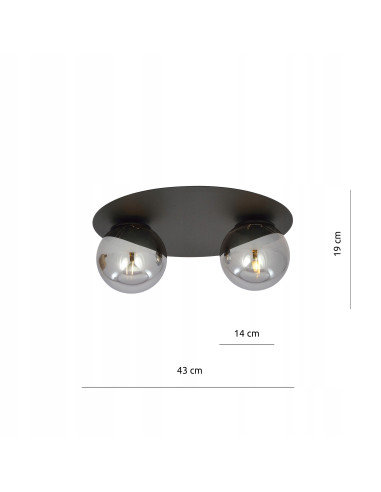 Nowoczesny plafon sufitowy SOLAR w grafitowej odsłonie z eleganckimi kulami - doskonały do stylowych wnętrz.